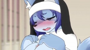 Kemono nun fox gets boobs squished