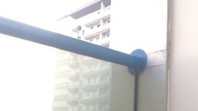 Cumshot on the balcony ... what a thrill ... in public view ... got caught ...