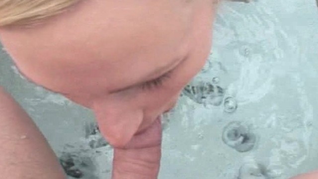 Hot Tub Blow Job – Cum Swallowing Wife Outdoors