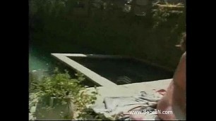 Fucking tiny titted chick next the pool